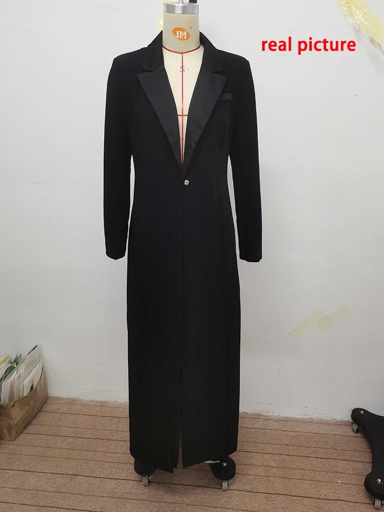 Yeezzi Women Fashion Work OL Blazer Long Sleeves Split-Joint Split-Side Notched Collar Spring Autumn Office Outerwears 2024 New