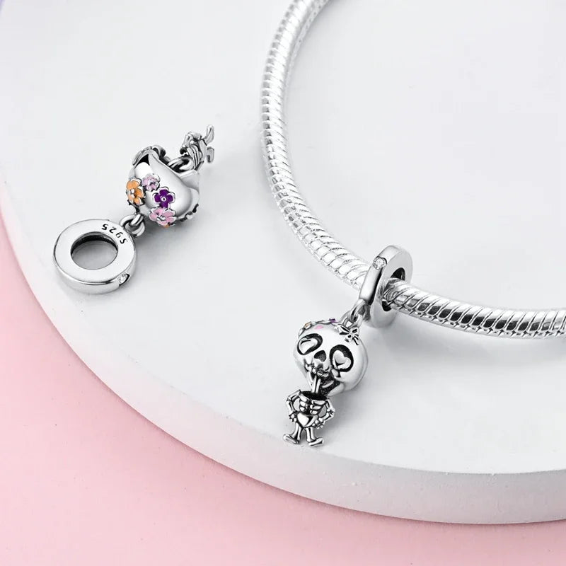 2025 New Halloween Charm Emit Light Bead 925 Sterling Silver Pumpkin Witch Skull Charm Fit Bracelet Pendant Women Jewelry Making