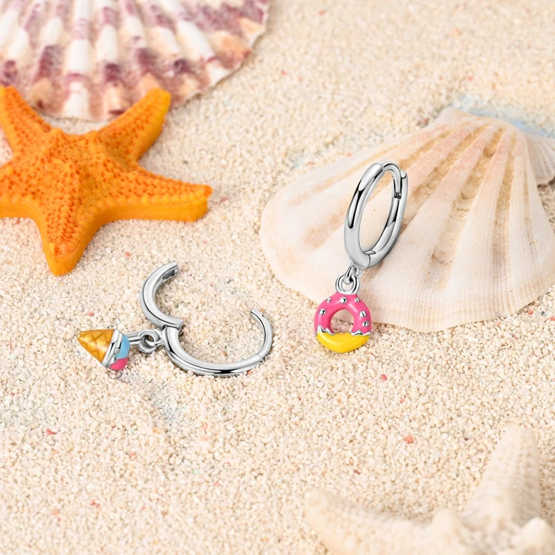 925 Sterling Silver Colorful Crystal Clover Hoop Earrings Stud Ear Wires For Women Wedding Engagement Girlfriend Birthday Gift