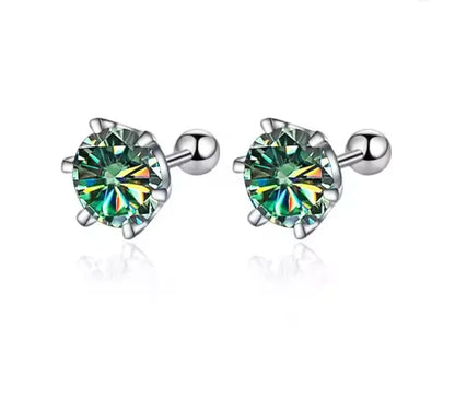 0.3-2CT Moissanite Earrings 925 Sterling Silver Round Cut Stud Earrings Piercing Earrings for Men and Women Fine Jewelry