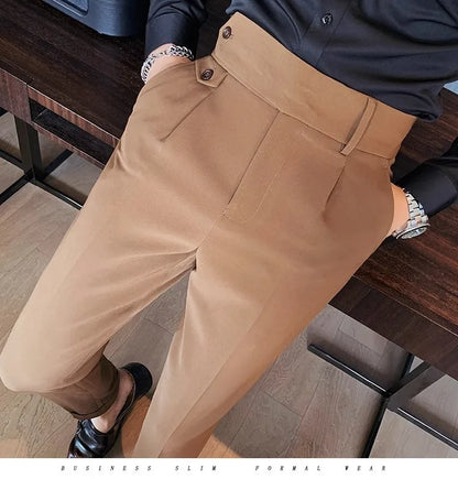 Korean Style Naples Suit Pants For Men Smart Casual High Waist Slim Fit Pencil Trousers Spring Summer Fashion Youth England Pant