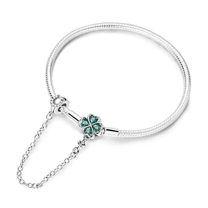 925 Sterling Silver Bracelets 17-20CM Original Golden Sparkling Heart Shaped Bracelet Fit DIY Charms Beads Fashion Women Jewelry