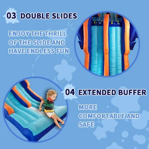 Inflatable Bounce House Obstacle Course for Kids - 2 Racing Slides, Spacious Jumping Area, Tunnels & Climbing Walls with Blower