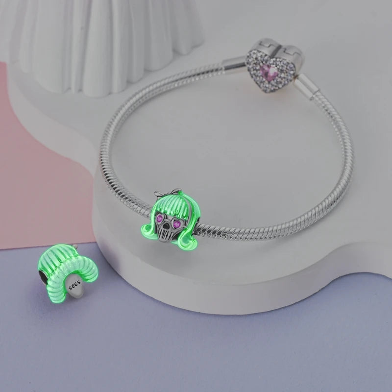 2025 New Halloween Charm Emit Light Bead 925 Sterling Silver Pumpkin Witch Skull Charm Fit Bracelet Pendant Women Jewelry Making