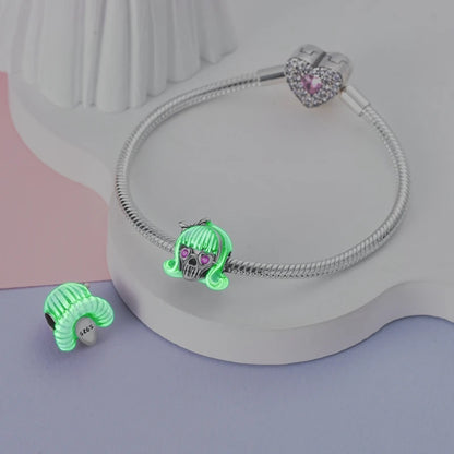 2025 New Halloween Charm Emit Light Bead 925 Sterling Silver Pumpkin Witch Skull Charm Fit Bracelet Pendant Women Jewelry Making