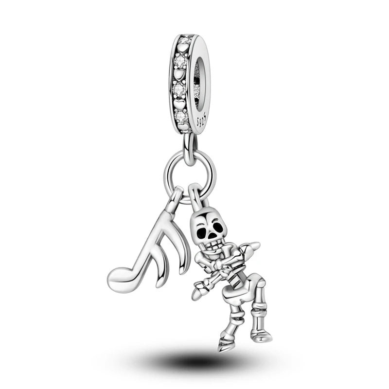 2025 New Halloween Charm Emit Light Bead 925 Sterling Silver Pumpkin Witch Skull Charm Fit Bracelet Pendant Women Jewelry Making