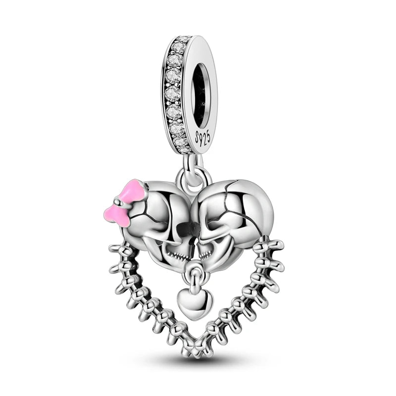 2025 New Halloween Charm Emit Light Bead 925 Sterling Silver Pumpkin Witch Skull Charm Fit Bracelet Pendant Women Jewelry Making