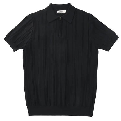 Korean Luxury Slim Soild Retro Tops Tees Clothes Knit Shirts Short Sleeve Quarter Zip Casual T Shirts Retro Camisas De Hombre