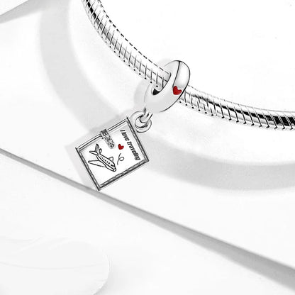 925 Sterling Silver Pink Luggage Rainbow Life Travel Charms Bead Diy Bracelet Bangle Making Gift Of High Quality Fine Jewelry