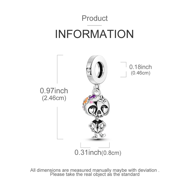 2025 New Halloween Charm Emit Light Bead 925 Sterling Silver Pumpkin Witch Skull Charm Fit Bracelet Pendant Women Jewelry Making