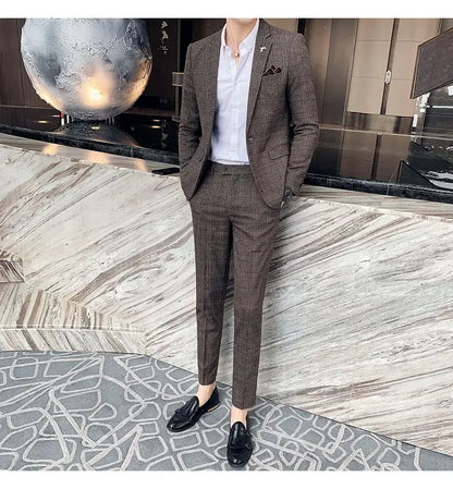 2025 Suit (Blazer+ Pants) Men's Fashion Hosts British Style Work Business Wedding Casual Art Style Elegant Gentleman Suit M-5XL