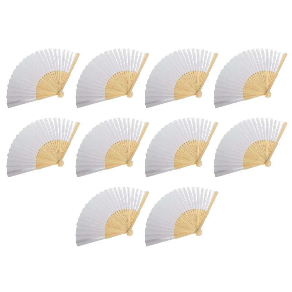 1/20/30Pcs White Foldable Paper Fan Portable Chinese Bamboo Fan Wedding Gifts for Guest Birthday Party Decoration Kids Painting
