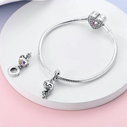2025 New Halloween Charm Emit Light Bead 925 Sterling Silver Pumpkin Witch Skull Charm Fit Bracelet Pendant Women Jewelry Making