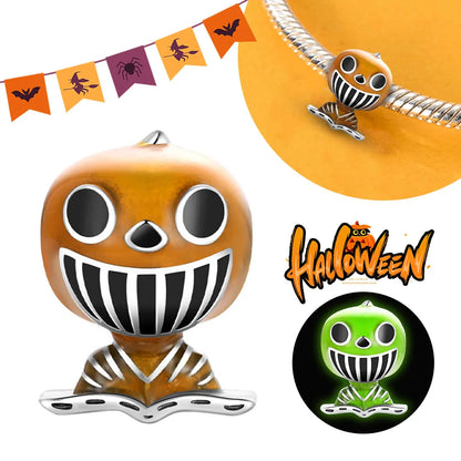 2025 New Halloween Charm Emit Light Bead 925 Sterling Silver Pumpkin Witch Skull Charm Fit Bracelet Pendant Women Jewelry Making