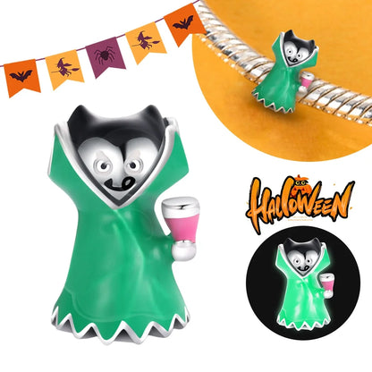 2025 New Halloween Charm Emit Light Bead 925 Sterling Silver Pumpkin Witch Skull Charm Fit Bracelet Pendant Women Jewelry Making