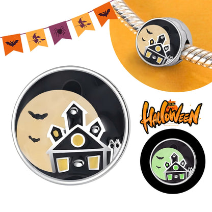 2025 New Halloween Charm Emit Light Bead 925 Sterling Silver Pumpkin Witch Skull Charm Fit Bracelet Pendant Women Jewelry Making