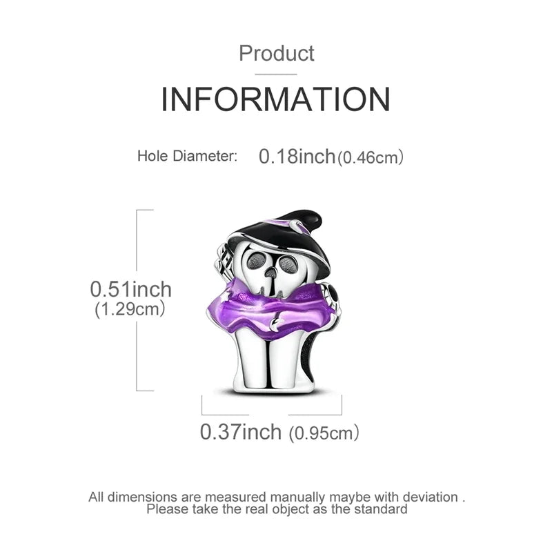 2025 New Halloween Charm Emit Light Bead 925 Sterling Silver Pumpkin Witch Skull Charm Fit Bracelet Pendant Women Jewelry Making