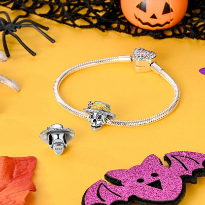2025 New Halloween Charm Emit Light Bead 925 Sterling Silver Pumpkin Witch Skull Charm Fit Bracelet Pendant Women Jewelry Making