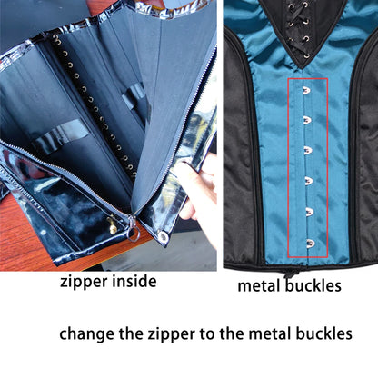 Women Heavy Corset Hand Made Bustier With Locks AndKeys Lace Up Steel Boned Shaping Tops BlacK Patent Leather Gothic Bodices