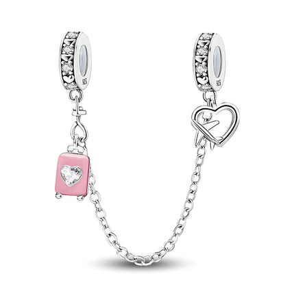 925 Sterling Silver Pink Luggage Rainbow Life Travel Charms Bead Diy Bracelet Bangle Making Gift Of High Quality Fine Jewelry