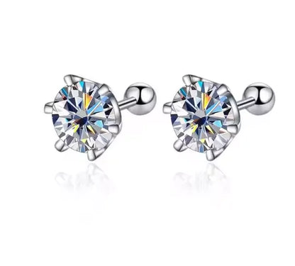 0.3-2CT Moissanite Earrings 925 Sterling Silver Round Cut Stud Earrings Piercing Earrings for Men and Women Fine Jewelry