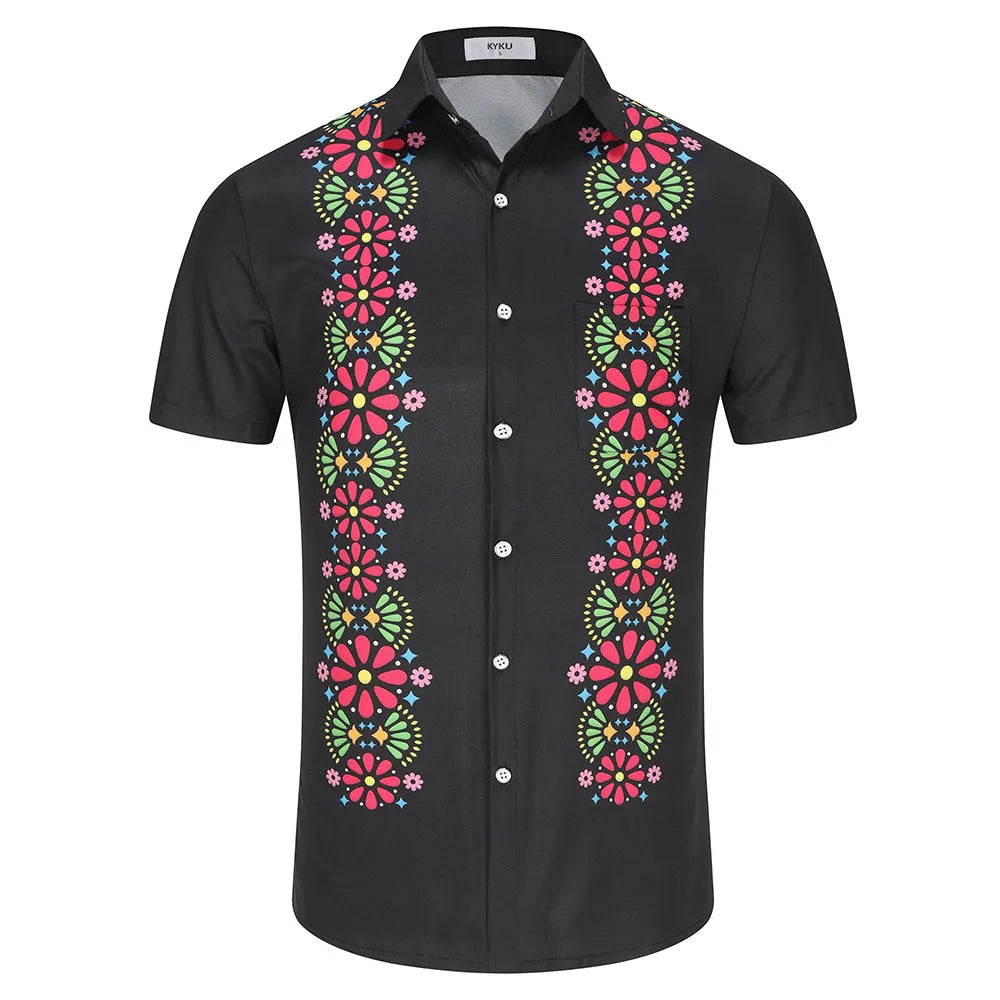 KYKU Mexico Shirt for Men Funny Beach Shirts Hawaiian Button Down Short Sleeve