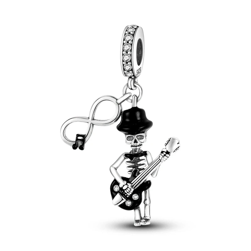 2025 New Halloween Charm Emit Light Bead 925 Sterling Silver Pumpkin Witch Skull Charm Fit Bracelet Pendant Women Jewelry Making