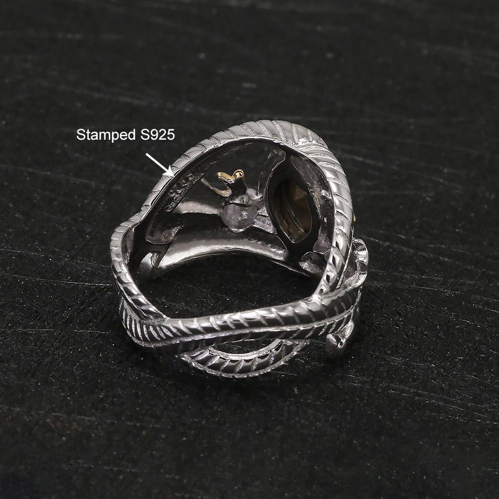 925 Sterling Silver Lord Ring of Barahir, LOTR Aragorn Gondor Wedding Band, Fantasy Movie Inspired Jewelry Gift for Men