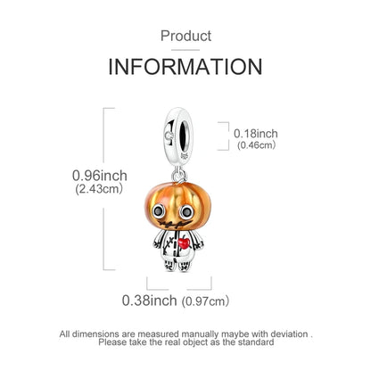2025 New Halloween Charm Emit Light Bead 925 Sterling Silver Pumpkin Witch Skull Charm Fit Bracelet Pendant Women Jewelry Making