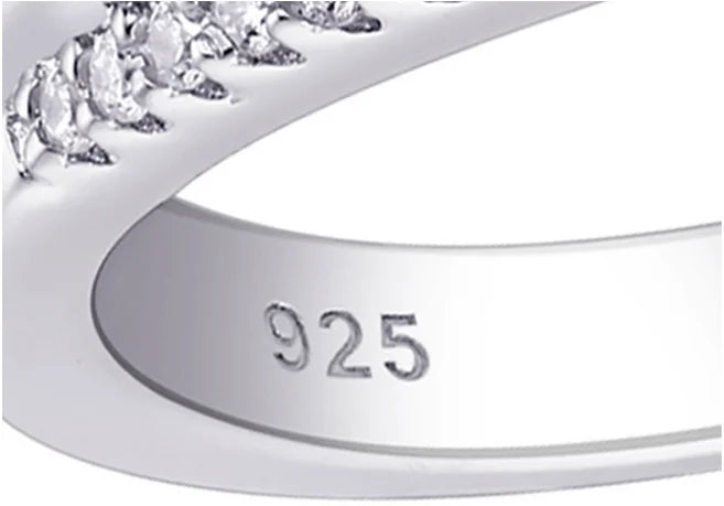 Newshe 2 Pcs 925 Sterling Silver Engagement Ring Wedding Band For Women Princess Cut White AAAAA Cubic Zirconia Classic Jewelry