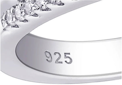 Newshe 2 Pcs 925 Sterling Silver Engagement Ring Wedding Band For Women Princess Cut White AAAAA Cubic Zirconia Classic Jewelry