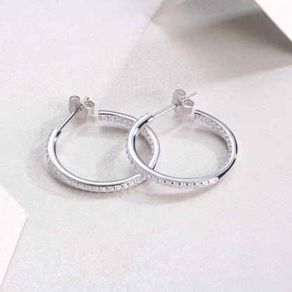 1pair Moissanite Earrings Hoop Style 925 Sterling Silver 18K Gold Plated Elegant Jewelry for Women Comes with GRA Certificate