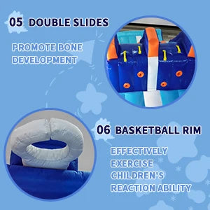 Inflatable Bounce House Obstacle Course for Kids - 2 Racing Slides, Spacious Jumping Area, Tunnels & Climbing Walls with Blower