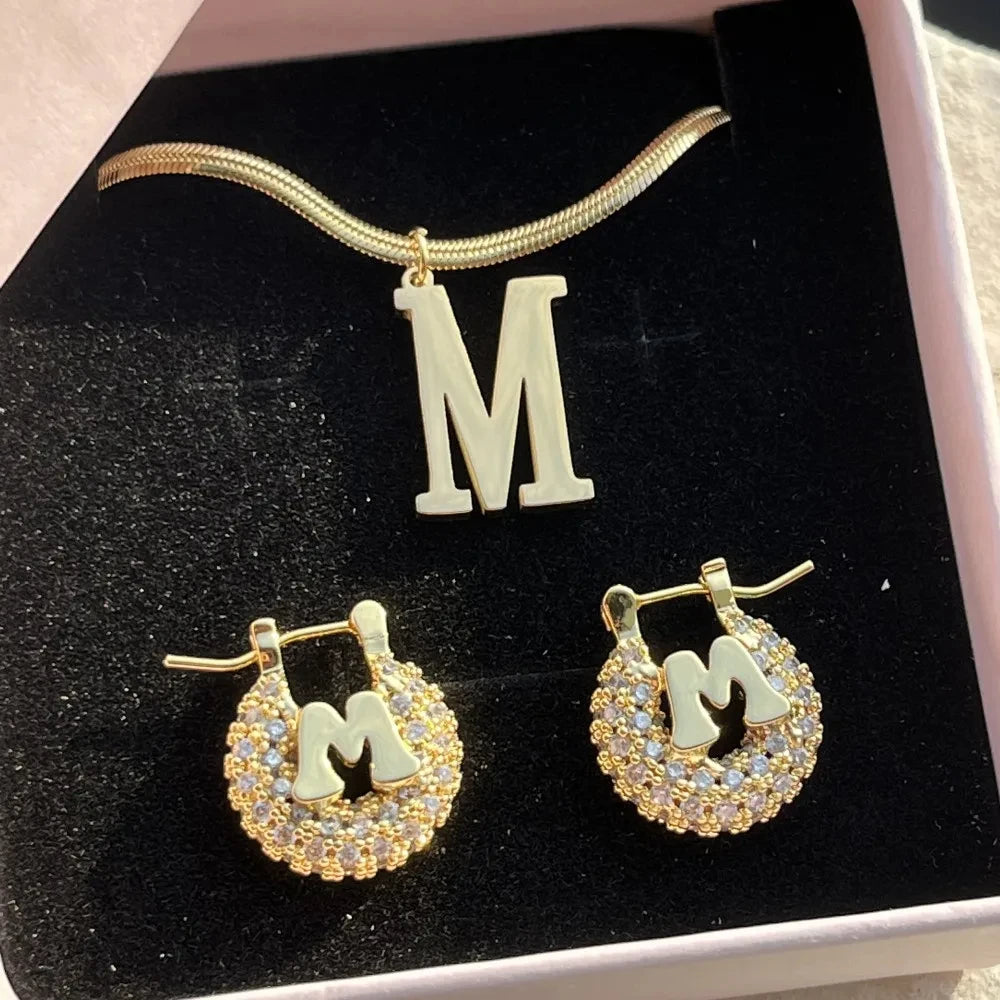 Personalized Name Kids Set Necklace Custom Letter Bracelet Stainless Steel Mini Earrings Gift for Kids