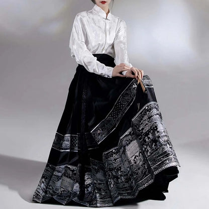 Long Skirts Vintage Y2K Skirt Horse Face Skirt Fashion Clothes Casual Ethnic Style Streetwear Elegant Chinese Hanfu Costume