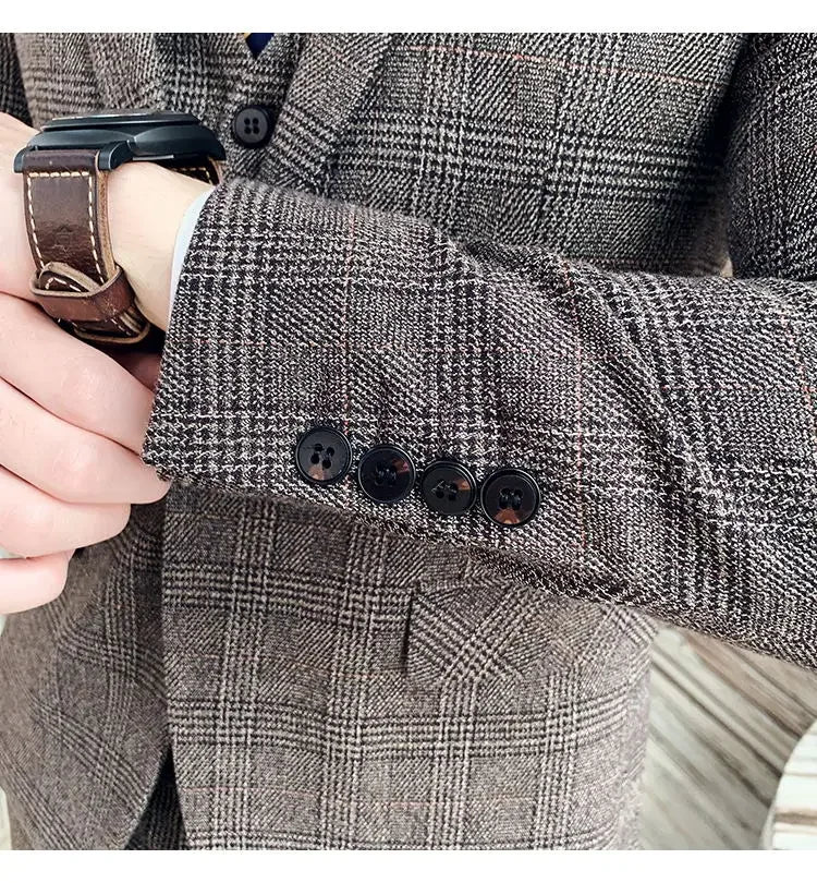 2025 Suit (Blazer+ Pants) Men's Fashion Hosts British Style Work Business Wedding Casual Art Style Elegant Gentleman Suit M-5XL