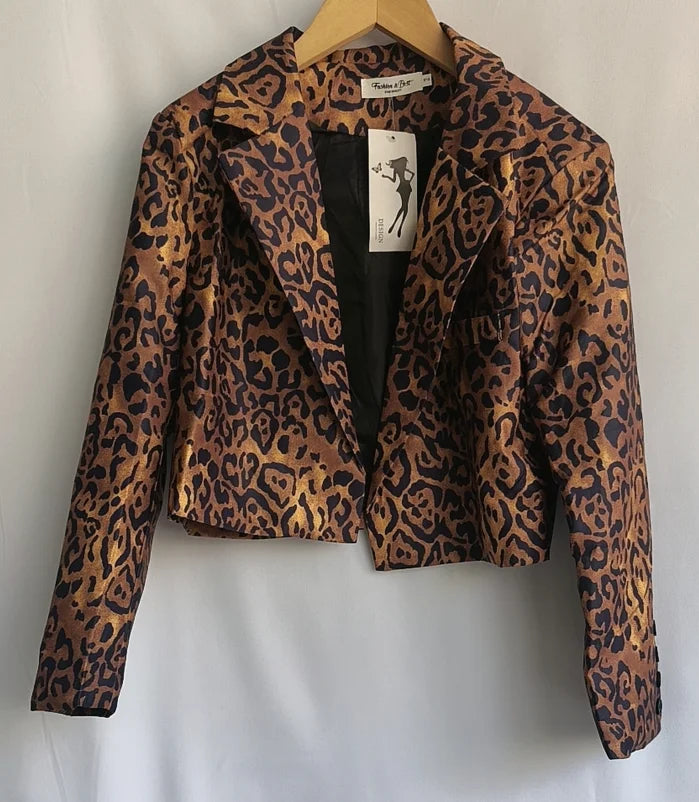 2025 Women Clothes Sexy Fashion Blazer Long Sleeve Suit Jacket Tunic Leopard Print Cropped Tops Y2k Coat Korean Ropa Mujer
