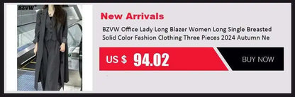 BZVW Women's 2 Pieces Sets Fashion Striped Suit Jacket V-neck Sleeveless Single Breasted Slit Dress Autumn 2025 New 5R5493