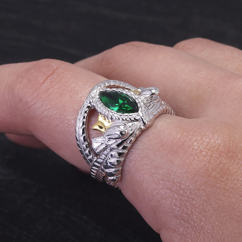 925 Sterling Silver Lord Ring of Barahir, LOTR Aragorn Gondor Wedding Band, Fantasy Movie Inspired Jewelry Gift for Men