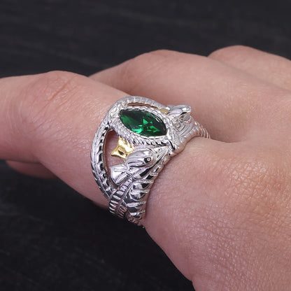 925 Sterling Silver Lord Ring of Barahir, LOTR Aragorn Gondor Wedding Band, Fantasy Movie Inspired Jewelry Gift for Men