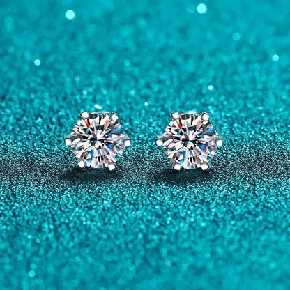 0.3-2CT Moissanite Earrings 925 Sterling Silver Round Cut Stud Earrings Piercing Earrings for Men and Women Fine Jewelry