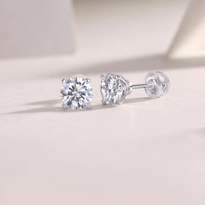 1ct Moissanite Earrings 925 Silver 18K Gold Plated 4 Prong Stud Elegant Jewelry for Women Comes with GRA Certificate