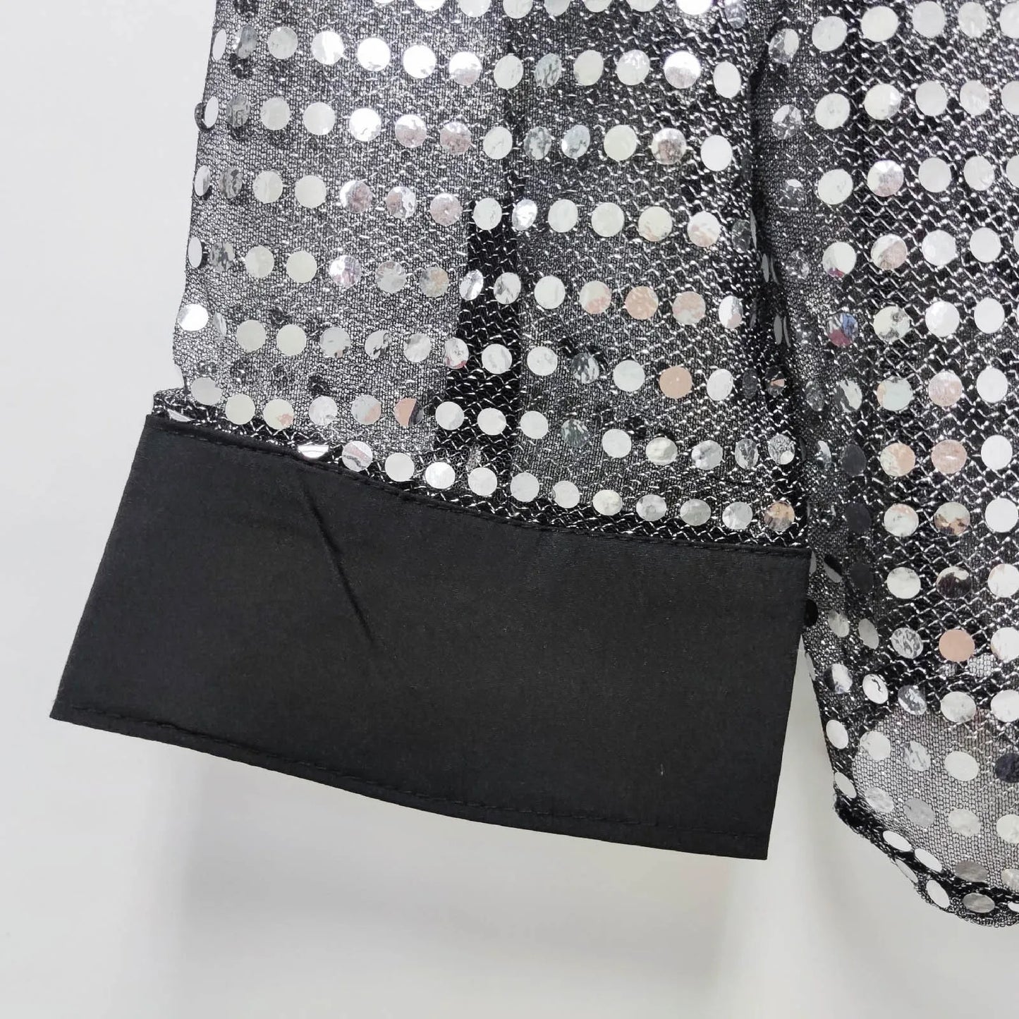 Glitter Sequin Shirt Men's Long Sleeved Performance Wear 70s Disco Lapel Neck Slimming Sparkle Compression Shirts With Button