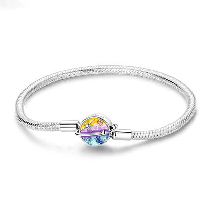 925 Sterling Silver Bracelets 17-20CM Original Golden Sparkling Heart Shaped Bracelet Fit DIY Charms Beads Fashion Women Jewelry