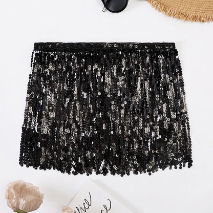 Sexy Women Belly Dance Hip Tutu Skirt Scarf Wrap Belt Glitter Sequins Tassel Hipscarf Skirt Sundress Costume Fringe Skirt Outfit