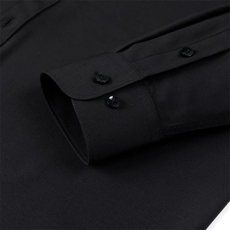 Men s Classic Button-Down Shirt with Long Sleeves Solid Color Casual Business Top for Spring Streetwear and Beach Vacation