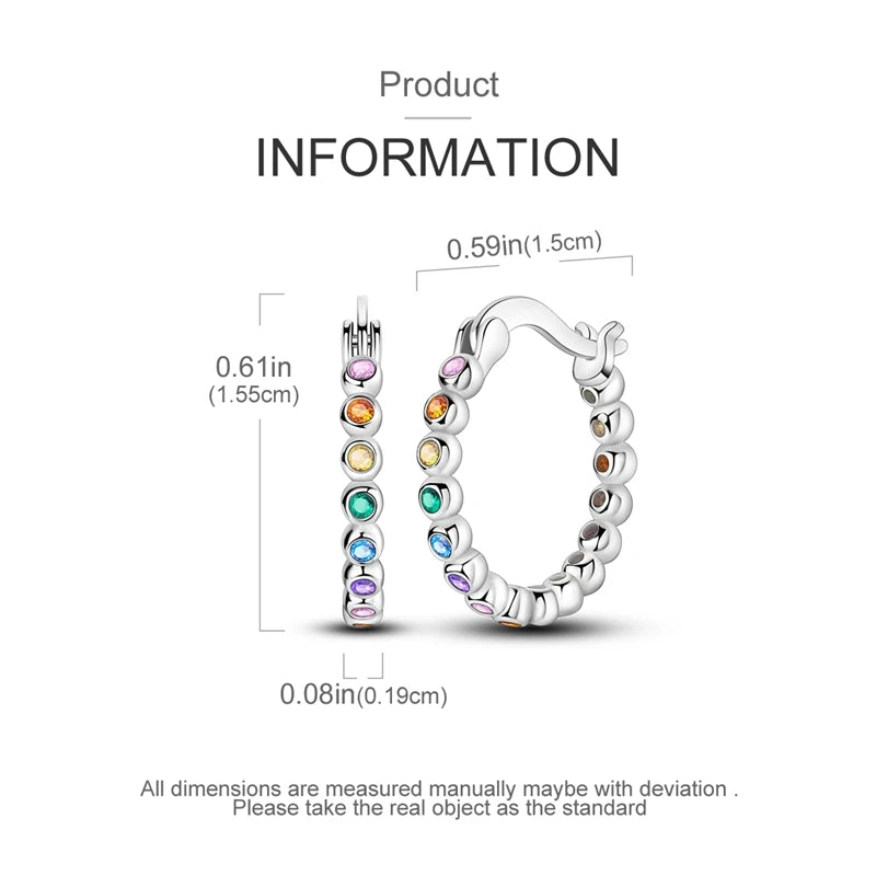 925 Sterling Silver Colorful Crystal Clover Hoop Earrings Stud Ear Wires For Women Wedding Engagement Girlfriend Birthday Gift
