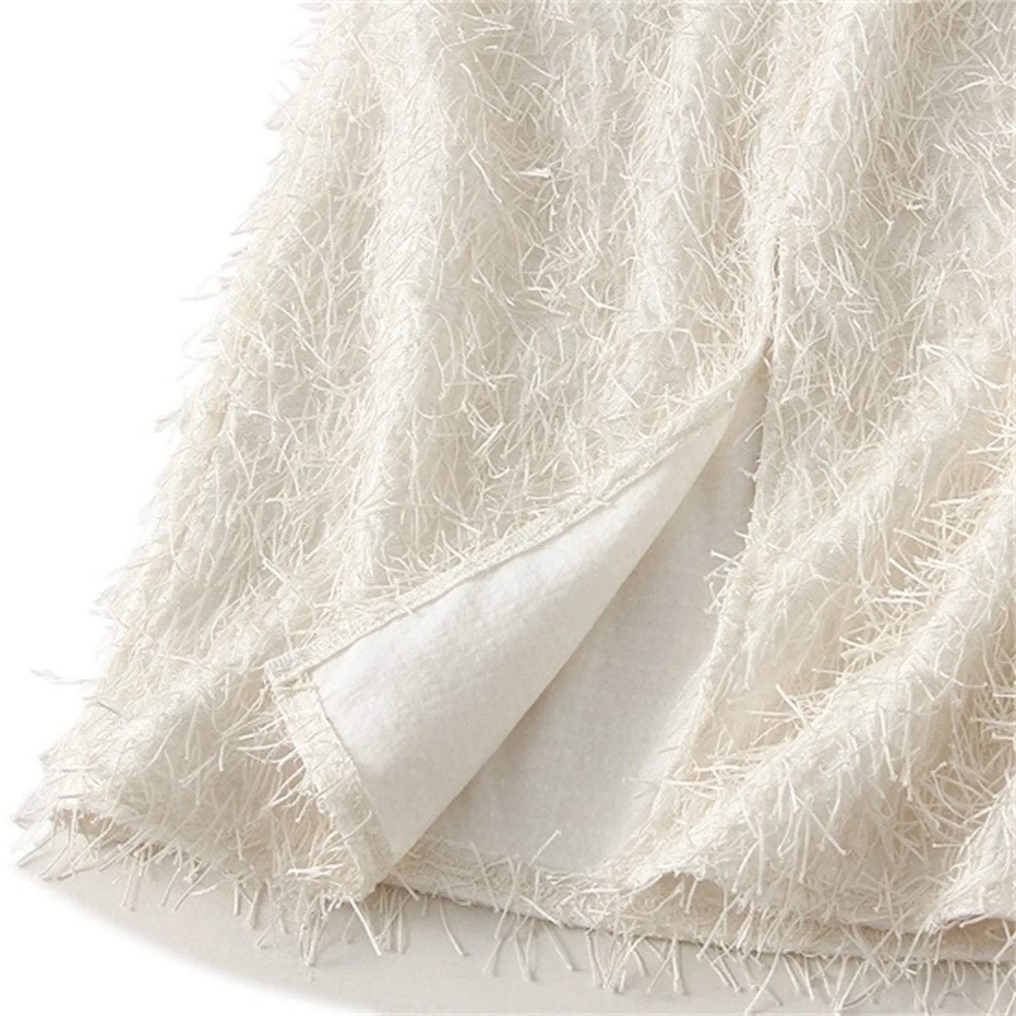 Women's Autumn And Winter Mid Length Skirt Feather Tassel Soft And Comfortable Wrap Hip Solid Color Commuting New Chic Skirt