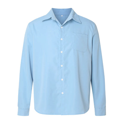 Mens Casual Business Shirt Regular Fit Button Down Long Sleeve Shirts Solid Color Oversized Basic Business Shirt For Men Camisas