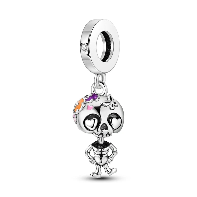 2025 New Halloween Charm Emit Light Bead 925 Sterling Silver Pumpkin Witch Skull Charm Fit Bracelet Pendant Women Jewelry Making